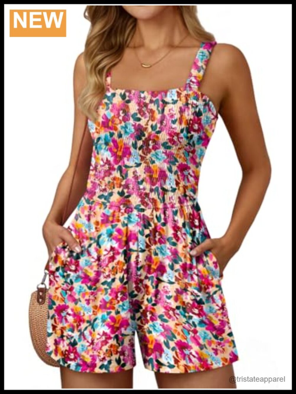 Square Neck Sleeveless Romper Polyester Spandex Beach Vacation Casual